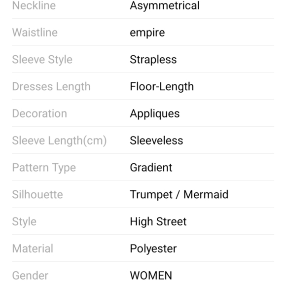 White, Assymmetrical Neck,  Sleeveless,Strapless,Gradient Sequined Merma… - Picture 13 of 16